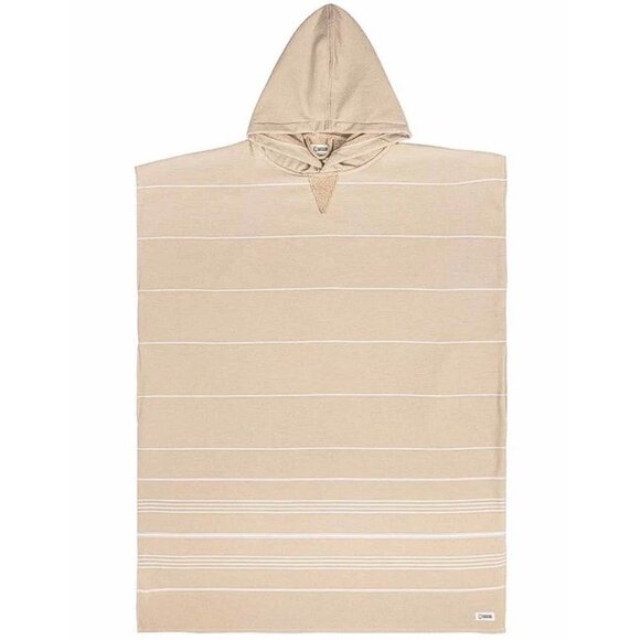 SAND CLOUD Unisex Classic Stripe Hooded Poncho In Sand - Picture 1 of 7